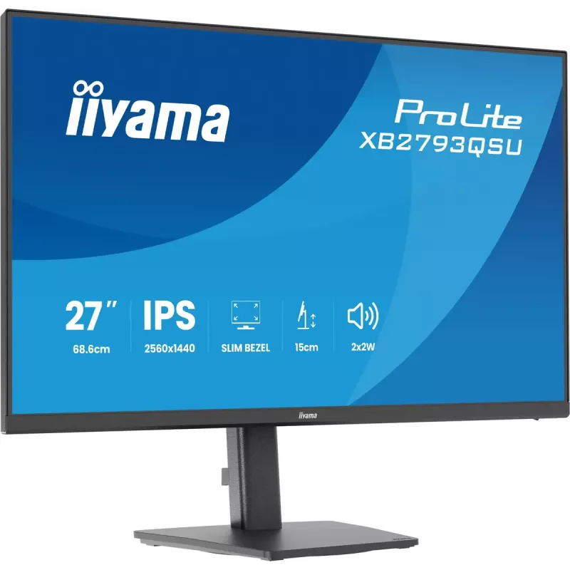 Monitor IIYAMA ProLite XB2793QSU-B1 27 inch (68.6 cm) IPS LED Quad HD 2560x1440, matte, USB hub, speakers, VESA, height adjustable, black