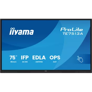 IIYAMA TE7513A-B2AG 75 inch 4K UHD Interactive Touchscreen Display with Android 14 EDLA, Wi-Fi 6E, 500 cd/m², 24/7