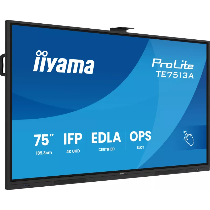 IIYAMA TE7513A-B2AG 75 inch 4K UHD Interactive Touchscreen Display with Android 14 EDLA, Wi-Fi 6E, 500 cd/m², 24/7