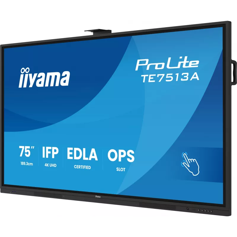 IIYAMA TE7513A-B2AG 75 inch 4K UHD Interactive Touchscreen Display with Android 14 EDLA, Wi-Fi 6E, 500 cd/m², 24/7
