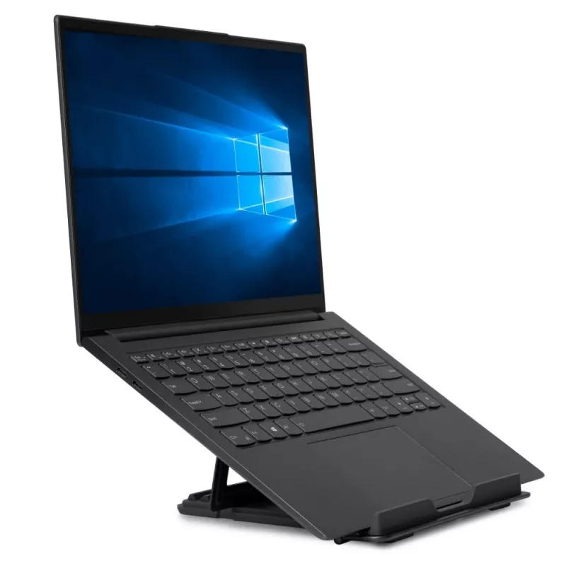Lindy Collapsible Square Laptop Riser, Laptop arm, Black, Silver, Aluminium, Rubber, 10 kg, RoHS, REACH & California Proposition 65, 90 - 113 mm