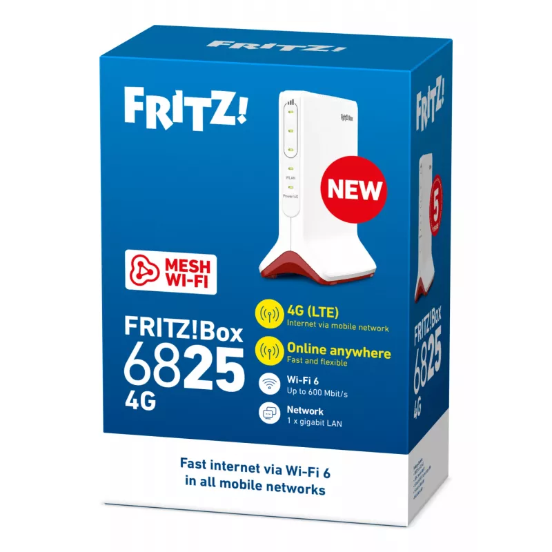 Box FRITZ 6825 4G wireless router Gigabit Ethernet Single-band (2.4 GHz) White