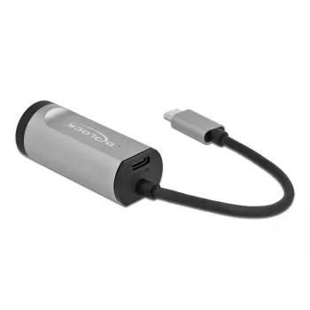 USB Type-C Adapter DeLOCK 64116 Gigabit LAN Power Delivery Grey