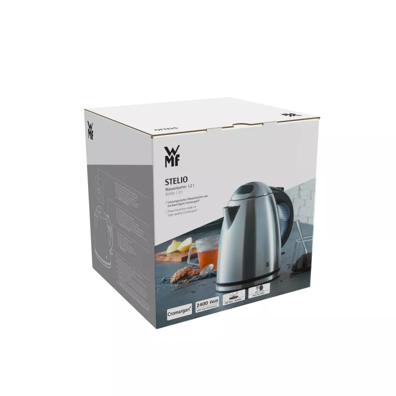 WMF Stelio 0413010012 electric kettle 1.2 L 2400 W Black, Stainless steel