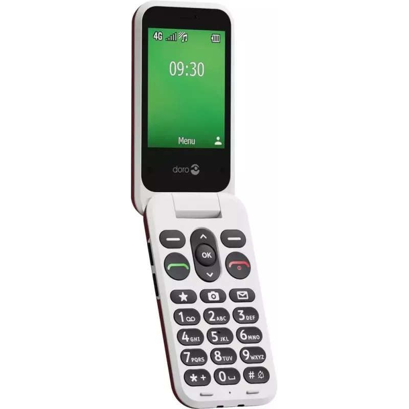 Feature phone Doro Leva E30 clamshell, 2.8 inch (7.11 cm) 320x240, Single SIM, 0.3 MP camera, 1150 mAh, IP55, Red/White