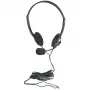 Manhattan Stereo On-Ear Headset (3.5mm), Microphone Boom, In-Line Volume Control, Foam Earpads, Standard 2x 3.5mm stereo jack/plug for audio/mic use, cable 2m, Black, Three Year Warranty