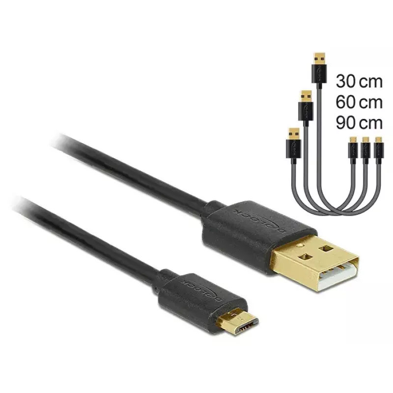 USB Cable DeLOCK 83680 USB 2.0 USB A Micro-USB B Black