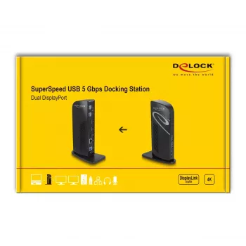 DeLOCK USB Docking Station Dual DisplayPort 4K USB 3.2 LAN Audio