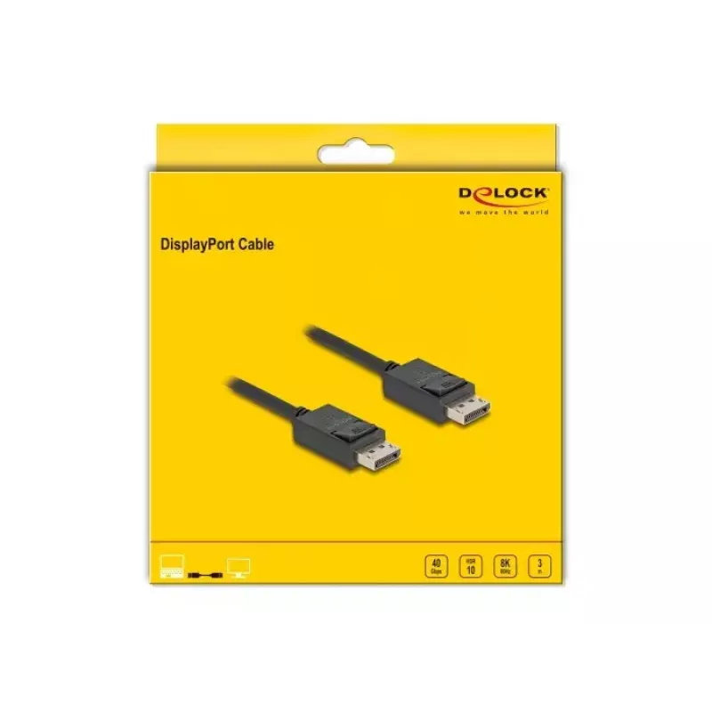 DeLOCK DisplayPort cable 16K 30 Hz 8K 60 Hz 40 Gbps 3 m