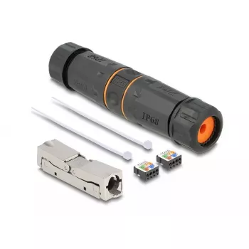 DeLOCK Cable connector LSA to LSA Cat.6A IP68 waterproof black