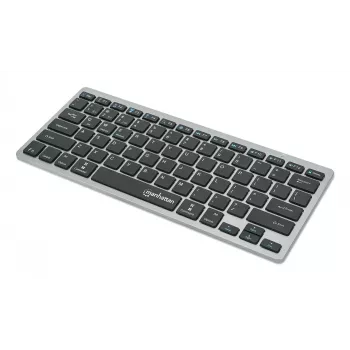 Manhattan Ultra Slim Dual-Mode Wireless Keyboard, German Quertz layout, Bluetooth (v3.0) and Wireless (2.4GHz), 78 low profile scissor keys, Auto Power Management, Range 10m, USB-A Micro Receiver, AAA Battery (included), Windows and Mac, Three Year Warranty