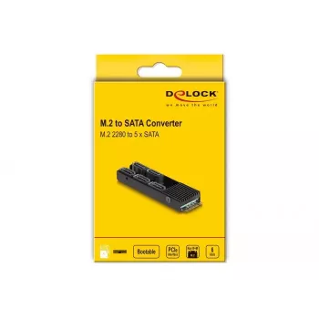 DeLOCK Converter M.2 2280 Key B+M male to 5 x SATA with heat sink
