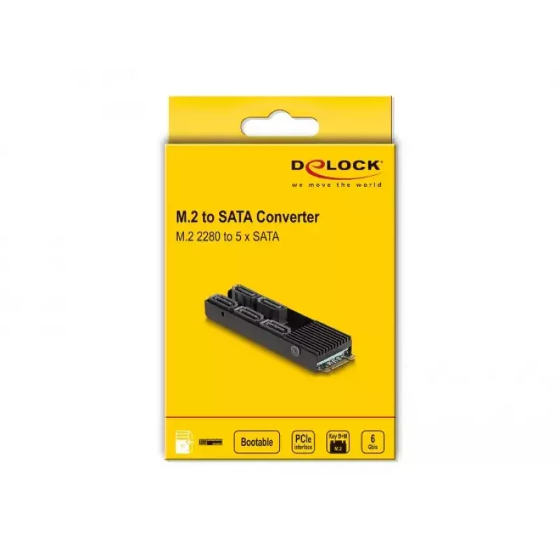 DeLOCK Converter M.2 2280 Key B+M male to 5 x SATA with heat sink
