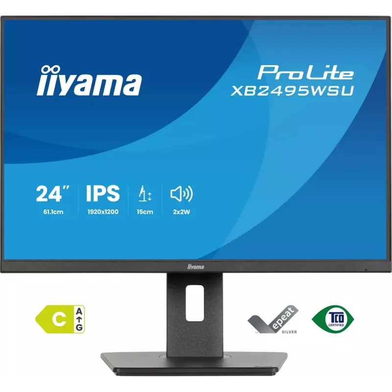 Monitor IIYAMA ProLite XB2495WSU-B1 24.1 inch (61.2 cm) 1920×1200 IPS Full HD, 4 ms, USB 3.2 hub, height adjustable, speakers