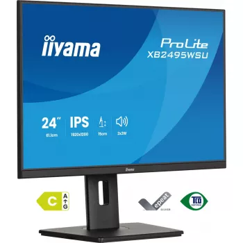 Monitor IIYAMA ProLite XB2495WSU-B1 24.1 inch (61.2 cm) 1920×1200 IPS Full HD, 4 ms, USB 3.2 hub, height adjustable, speakers