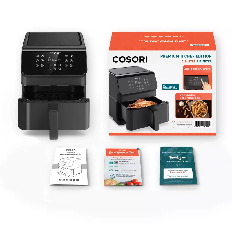 Cosori Premium II Chef Edition Single 6.2 L Stand-alone 1700 W Hot air fryer Black