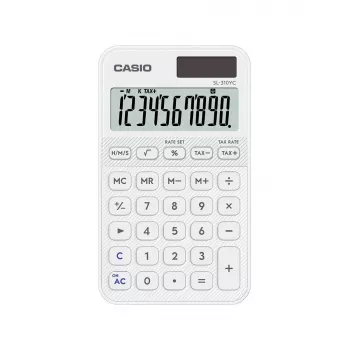 Calculator CASIO SL-310YC pocket basic, 10-digit, battery/solar, white