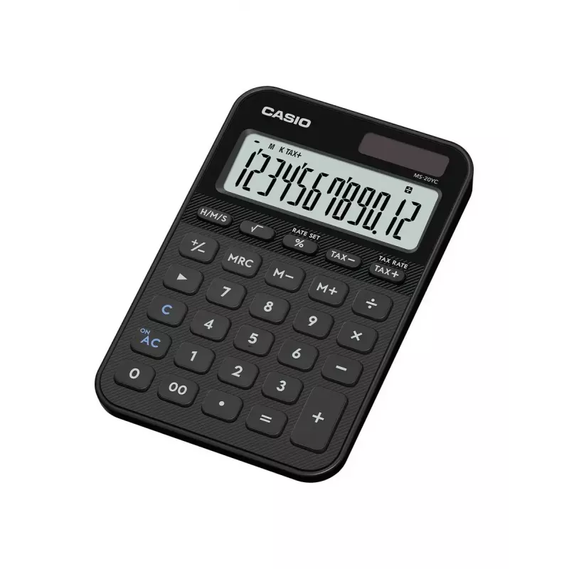 Desktop calculator CASIO MS-20YC — Basic model, battery/solar power, tax and profit calculations, black