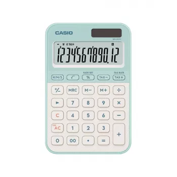 Desktop calculator CASIO MS-20YC — Basic 12-digit, battery/solar, tax & profit functions, light green