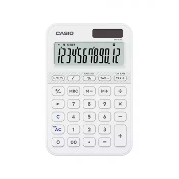 Desktop Basic calculator CASIO MS-20YC — 12-digit, battery/solar, tax & profit functions, white