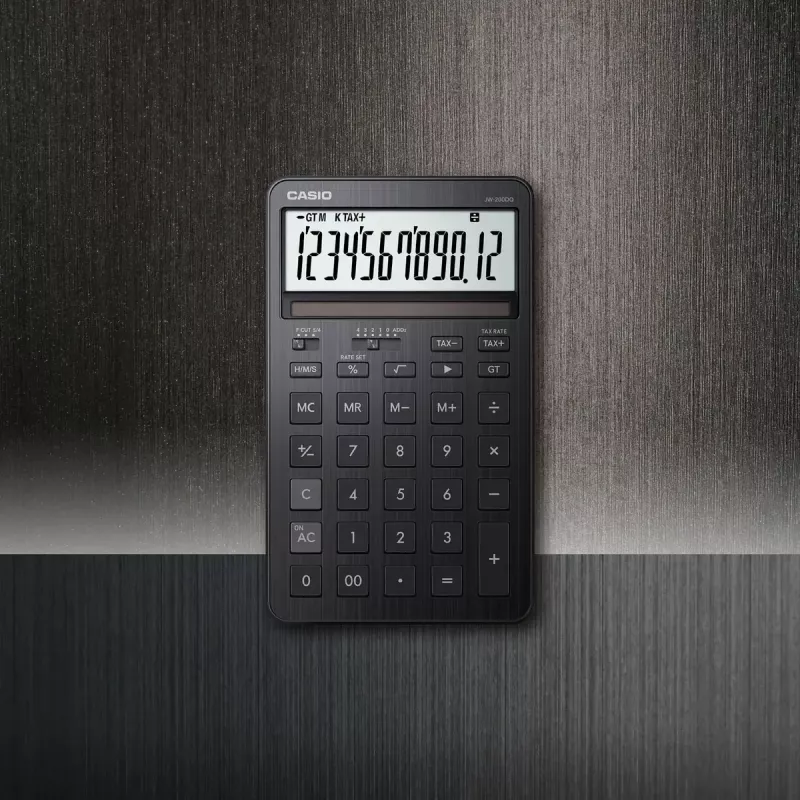 Desktop calculator CASIO JW-200DQ – Basic, 12-digit, tax & profit functions, battery/solar, black