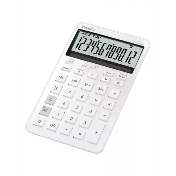 Desktop calculator CASIO JW-200DQ 12-digit basic calculator, battery/solar, tax and profit functions, white