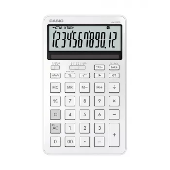Desktop calculator CASIO JW-200DQ 12-digit basic calculator, battery/solar, tax and profit functions, white