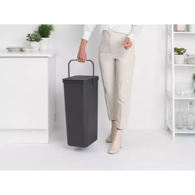 Brabantia Sort & Go 40L Rectangular Recycle Bin Grey