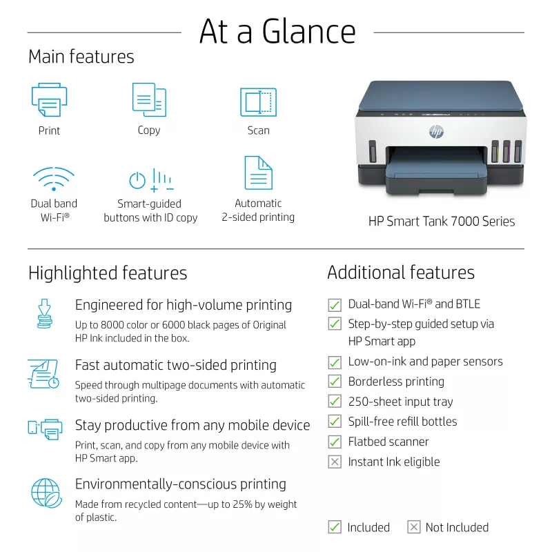 HP Smart Tank Tank Printer, Thermal inkjet, Colour printing, 4800 x 1200 DPI, A4, Direct printing, Grey
