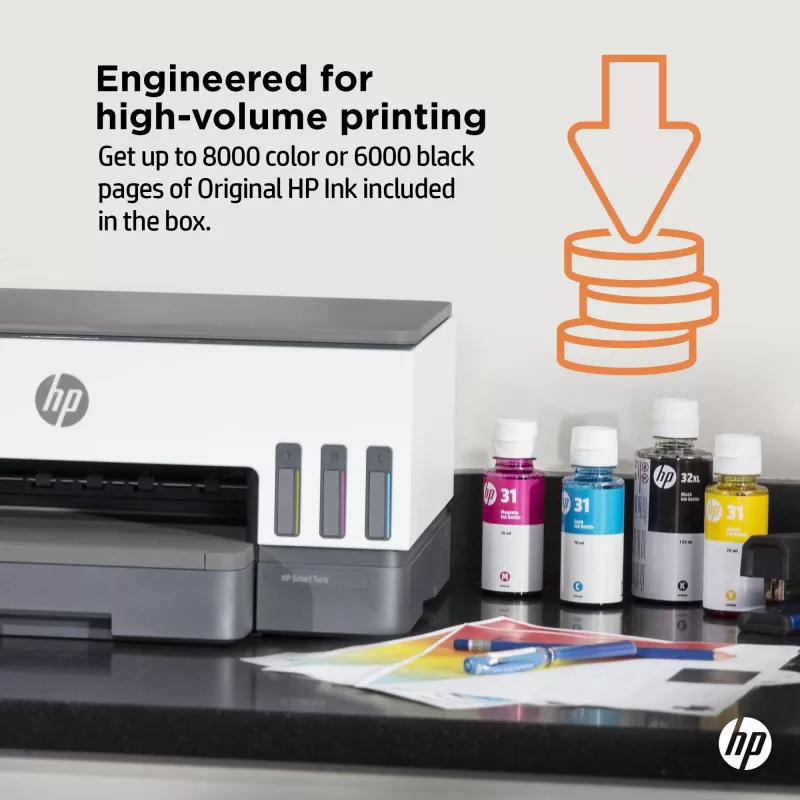 HP Smart Tank Tank Printer, Thermal inkjet, Colour printing, 4800 x 1200 DPI, A4, Direct printing, Grey