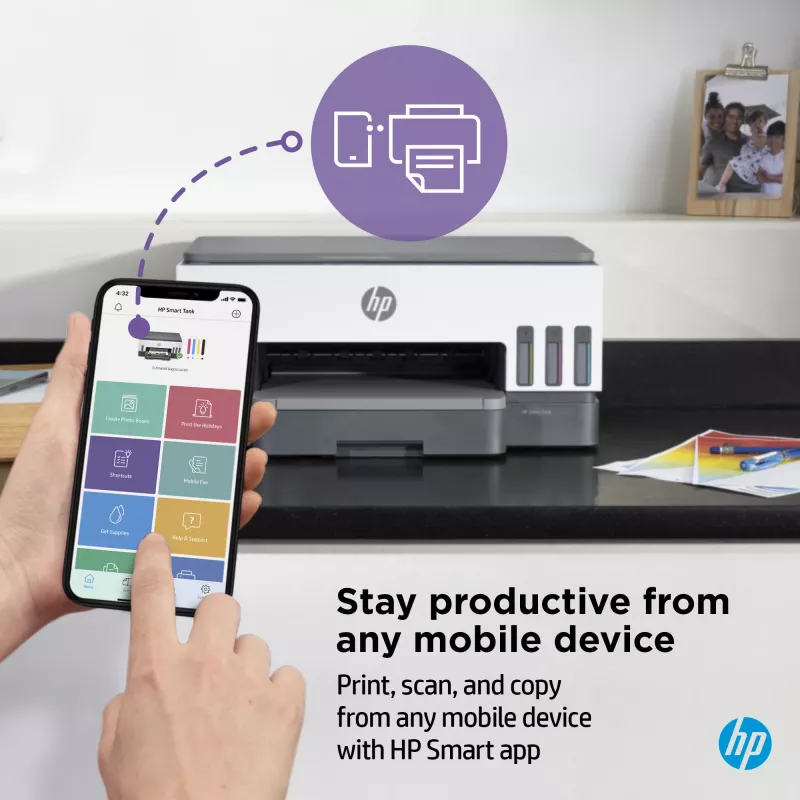 HP Smart Tank Tank Printer, Thermal inkjet, Colour printing, 4800 x 1200 DPI, A4, Direct printing, Grey