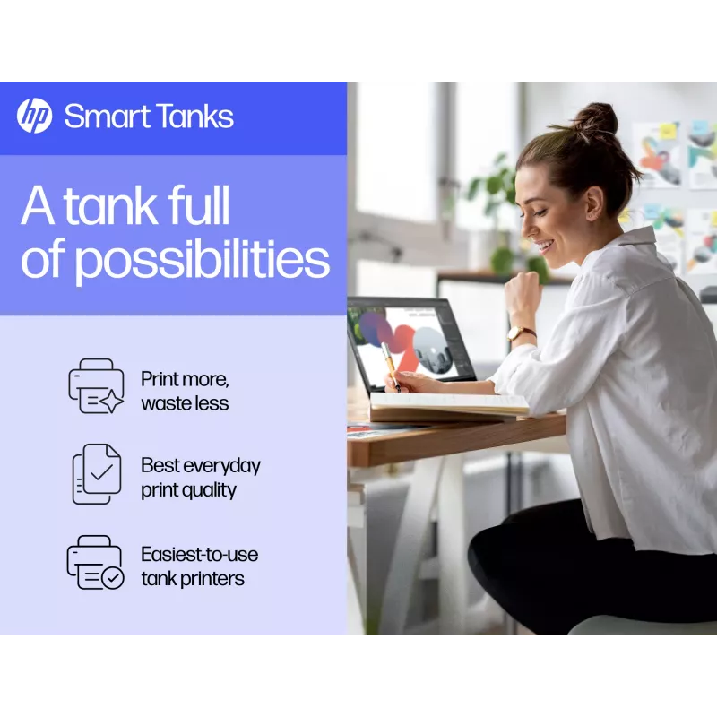 HP Smart Tank Tank Printer, Thermal inkjet, Colour printing, 4800 x 1200 DPI, A4, Direct printing, Grey