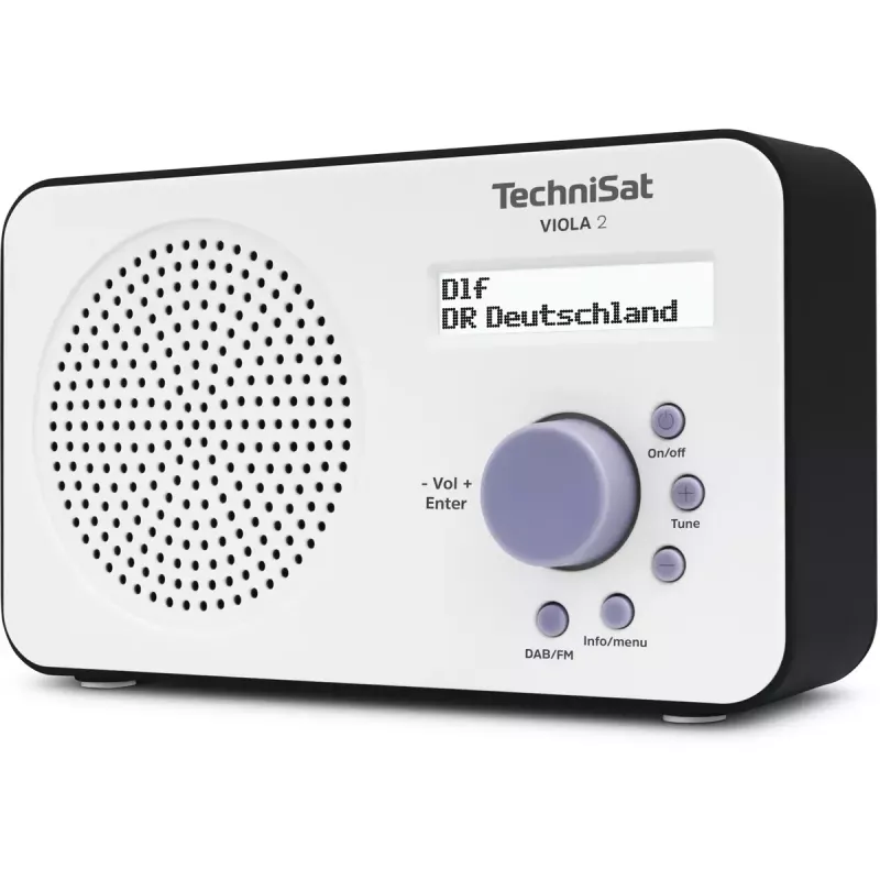 Portable Digital Radio TECHNISAT 0000/3906 — DAB/DAB+/FM, 1 W RMS, LCD, 3.5 mm, White/Black, 0.338 kg