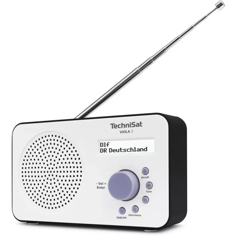 Portable Digital Radio TECHNISAT 0000/3906 — DAB/DAB+/FM, 1 W RMS, LCD, 3.5 mm, White/Black, 0.338 kg