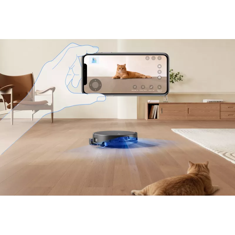 Robot vacuum Ecovacs DEEBOT T90 PRO OMNI — bagless 0.25 L dust bin, 350 min runtime, Li‑Ion 4000 mAh, black