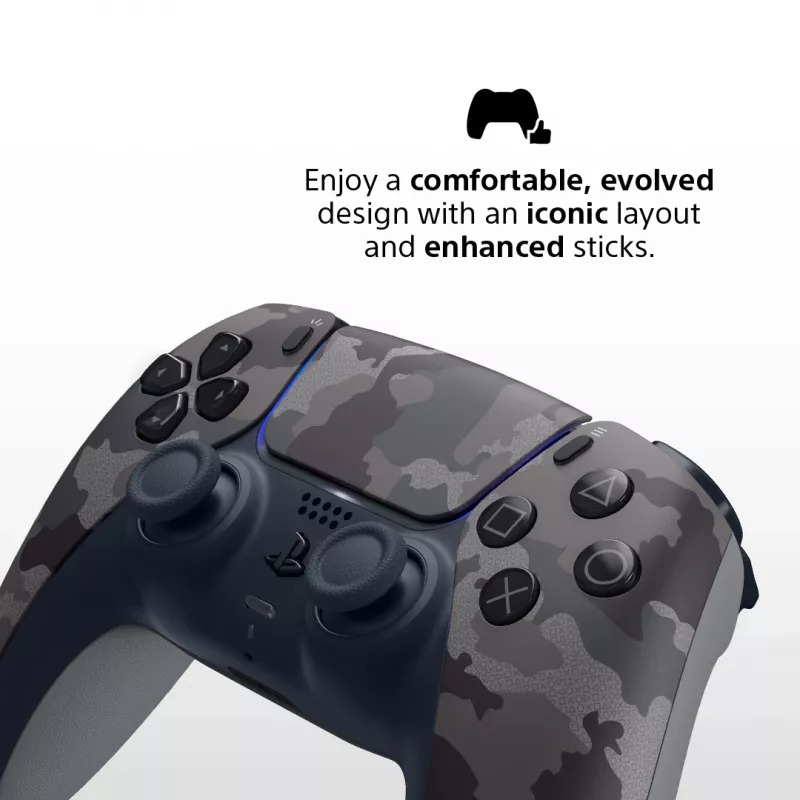 Gamepad Sony DualSense v3 Camouflage — Bluetooth/USB, PS5, built-in battery, USB‑C, 160×106×66 mm