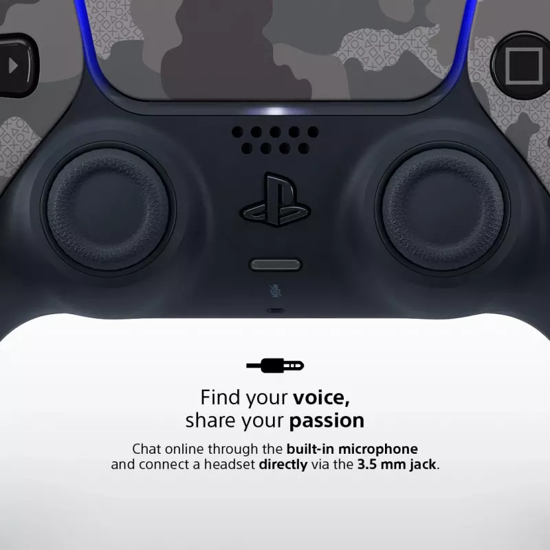 Gamepad Sony DualSense v3 Camouflage — Bluetooth/USB, PS5, built-in battery, USB‑C, 160×106×66 mm