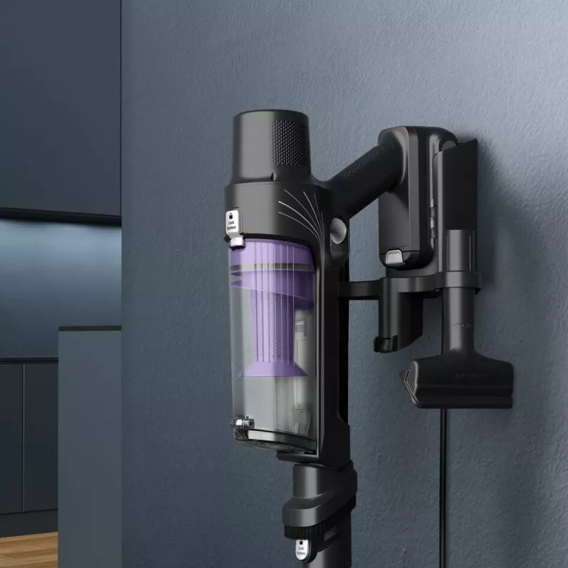 2-in-1 stick vacuum Rowenta RH6A35 — cordless lithium‑ion, 140 W, bagless cyclonic, purple/silver, LED brush