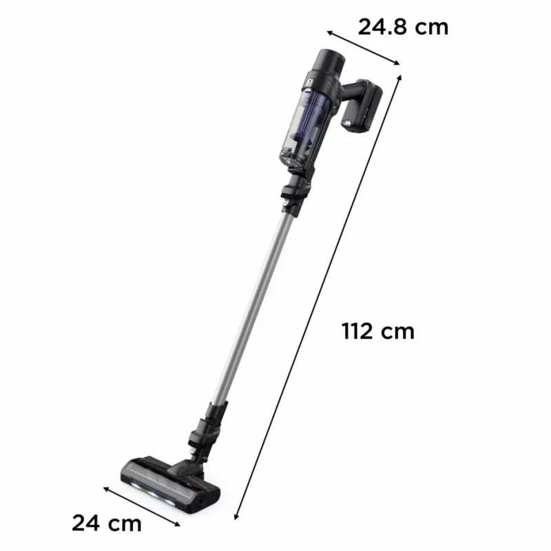 2-in-1 stick vacuum Rowenta RH6A35 — cordless lithium‑ion, 140 W, bagless cyclonic, purple/silver, LED brush