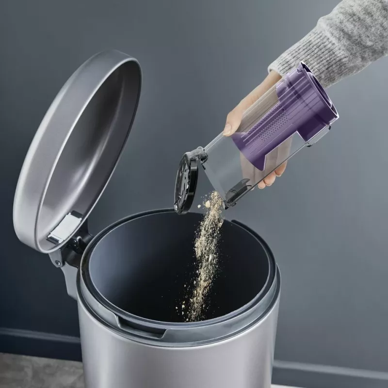 2-in-1 stick vacuum Rowenta RH6A35 — cordless lithium‑ion, 140 W, bagless cyclonic, purple/silver, LED brush