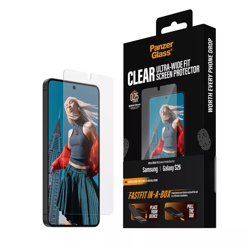 Screen protector PanzerGlass for Samsung New Galaxy S 2026 — Ultra-Wide Fit, PET+silicone, FASTFIT