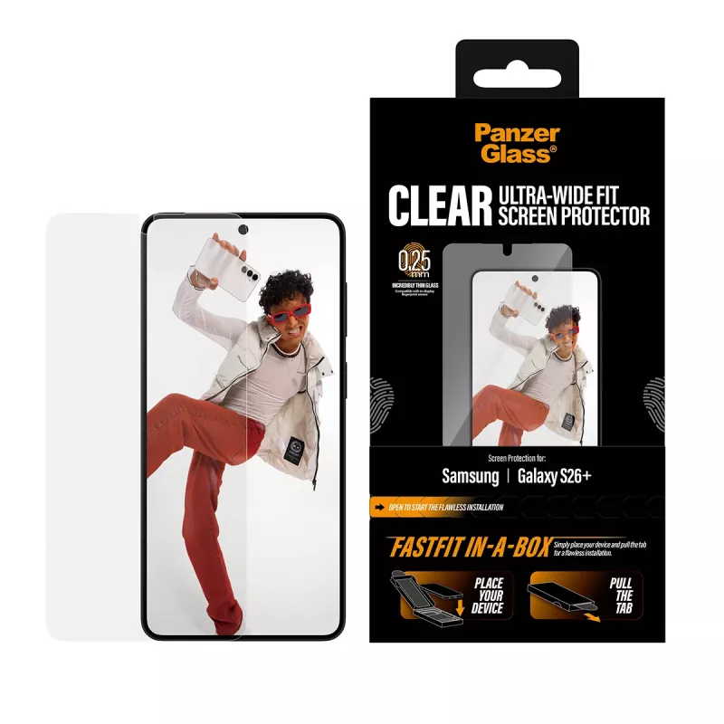 Screen Protector PanzerGlass for Samsung New Galaxy S 2026 Plus — Ultra‑Wide Fit, PET+Silicone, FASTFIT