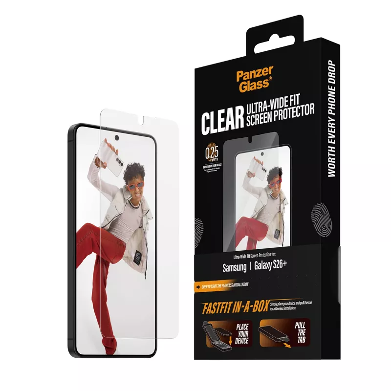 Screen Protector PanzerGlass for Samsung New Galaxy S 2026 Plus — Ultra‑Wide Fit, PET+Silicone, FASTFIT