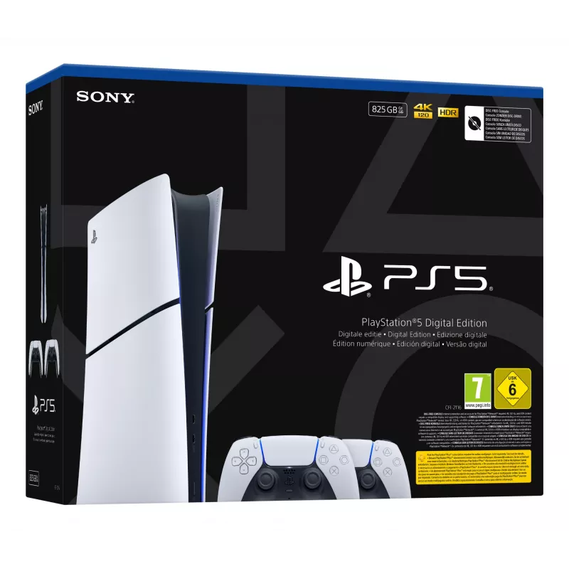 Gaming console Sony PlayStation 5 Slim Digital 825 GB SSD, Wi‑Fi, Bluetooth, HDMI 2.1, White/Black