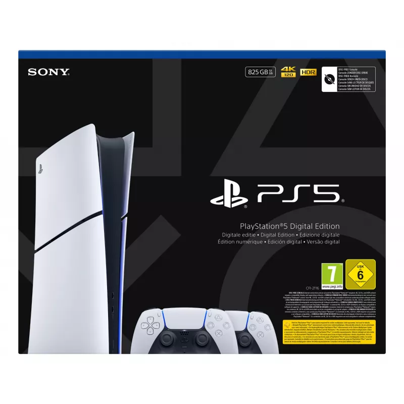 Gaming console Sony PlayStation 5 Slim Digital 825 GB SSD, Wi‑Fi, Bluetooth, HDMI 2.1, White/Black