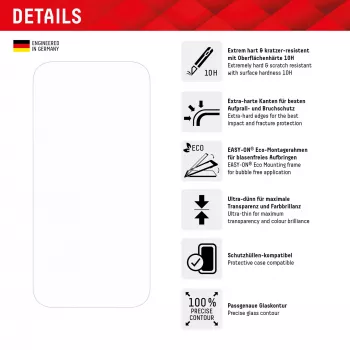 Displex Screen Protector + Case for Apple iPhone 15 Pro Max, Eco Mounting Frame, scratch resistant