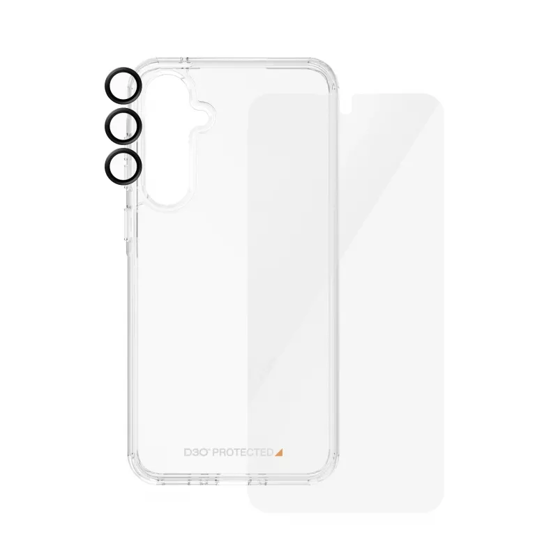 Screen protector pack PanzerGlass 3-in-1 for Samsung Galaxy A55 5G — Ultra-Wide Fit, EasyAligner, tempered glass/PET