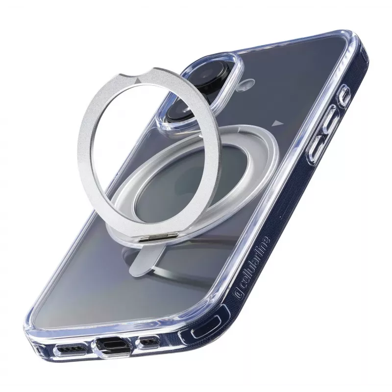 Cellularline Spin Mag - iPhone 16 Case with rotatable ring holder, compatible with Magsafe ecosystem