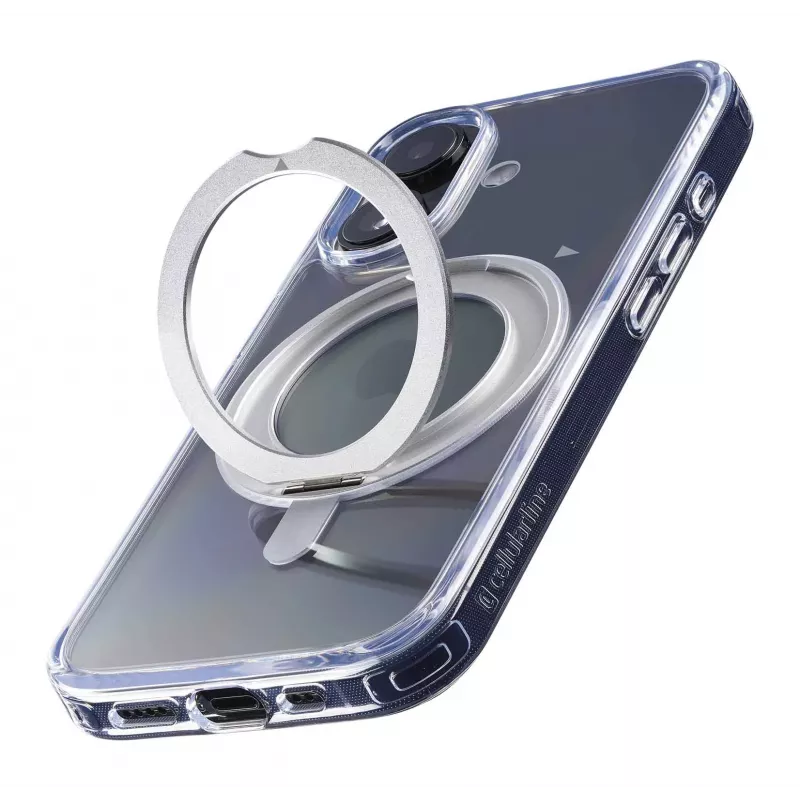 Cellularline Spin Mag - iPhone 16 Case with rotatable ring holder, compatible with Magsafe ecosystem