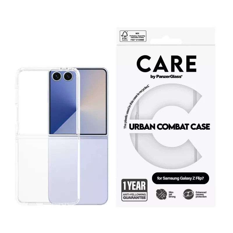 PanzerGlass CARE by PanzerGlass Flagship Case for Samsung Galaxy Z Flip7, Transparent
